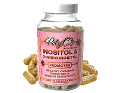 POLYC'S Myo-Inositol bottle shows the balanced formula for hormonal support
