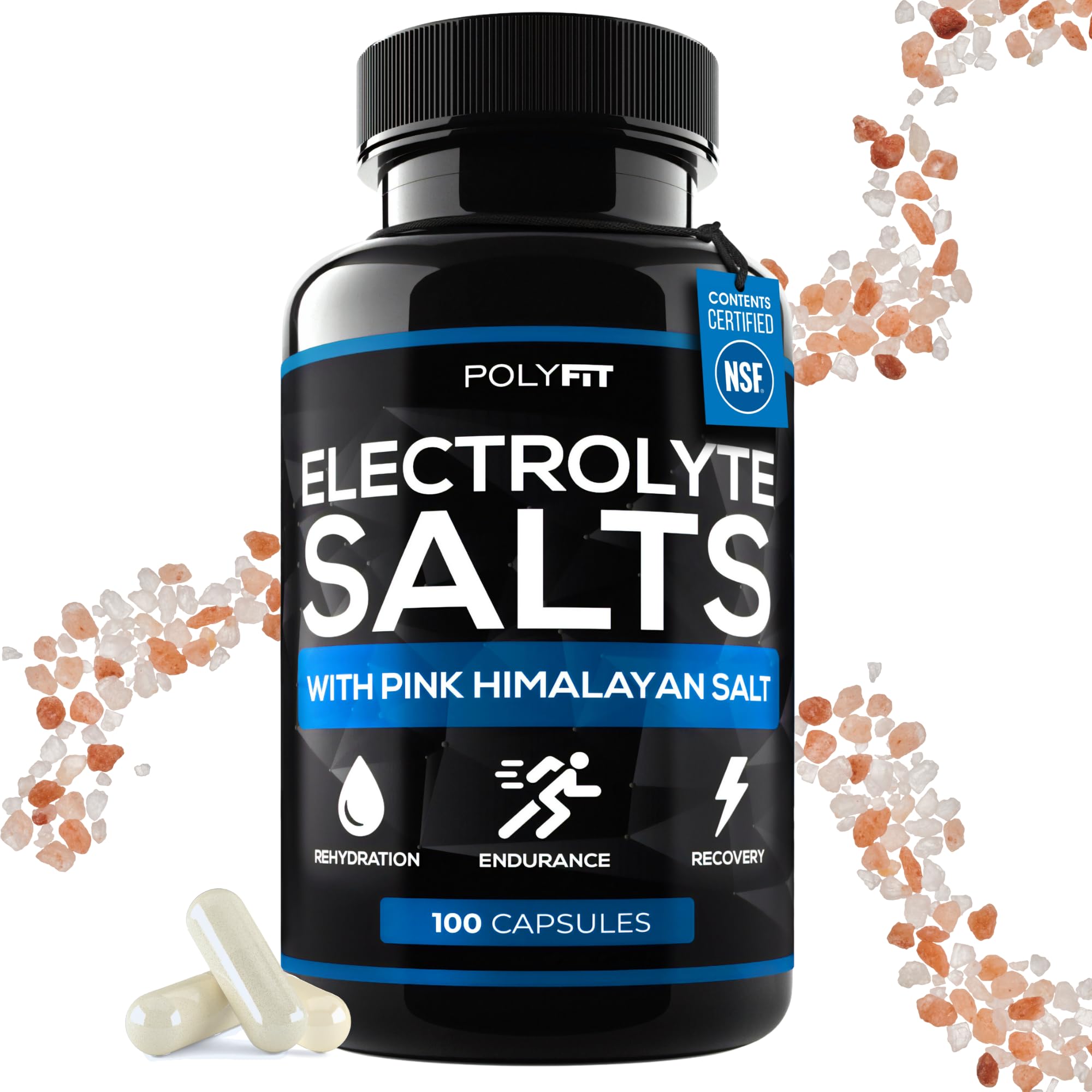 Polyfit Electrolyte Salts bottle ready for rapid hydration during workouts.