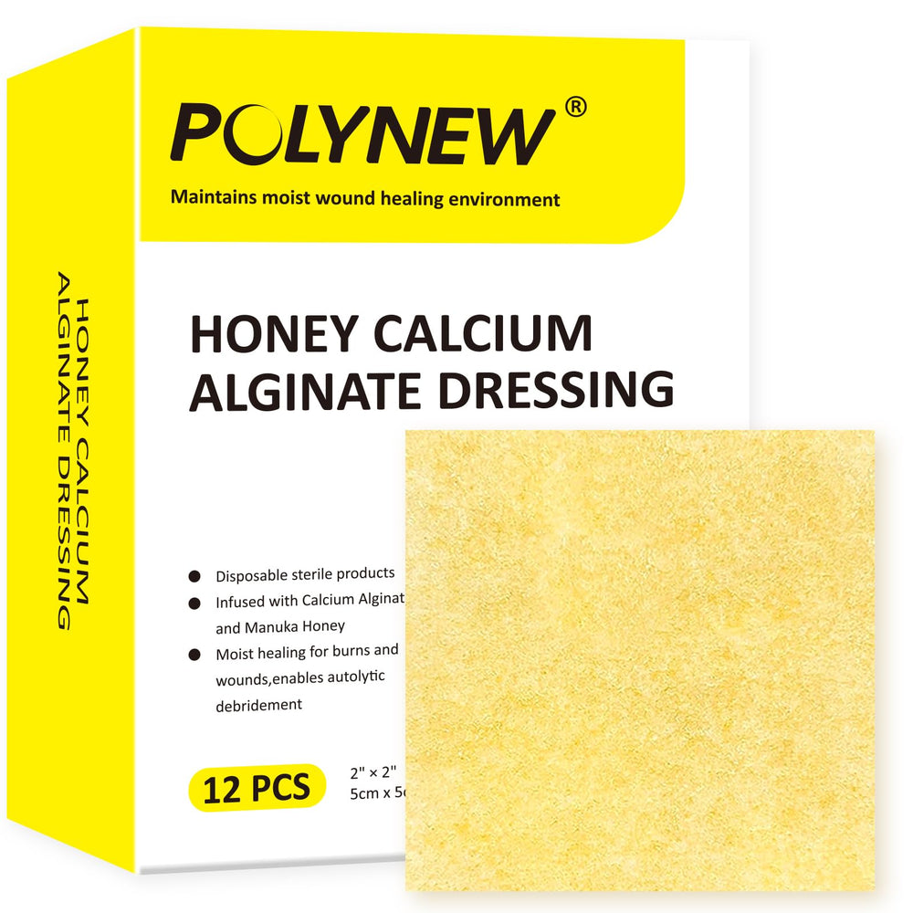 POLYNEW Manuka honey calcium alginate dressing box with 12-pack for wound care