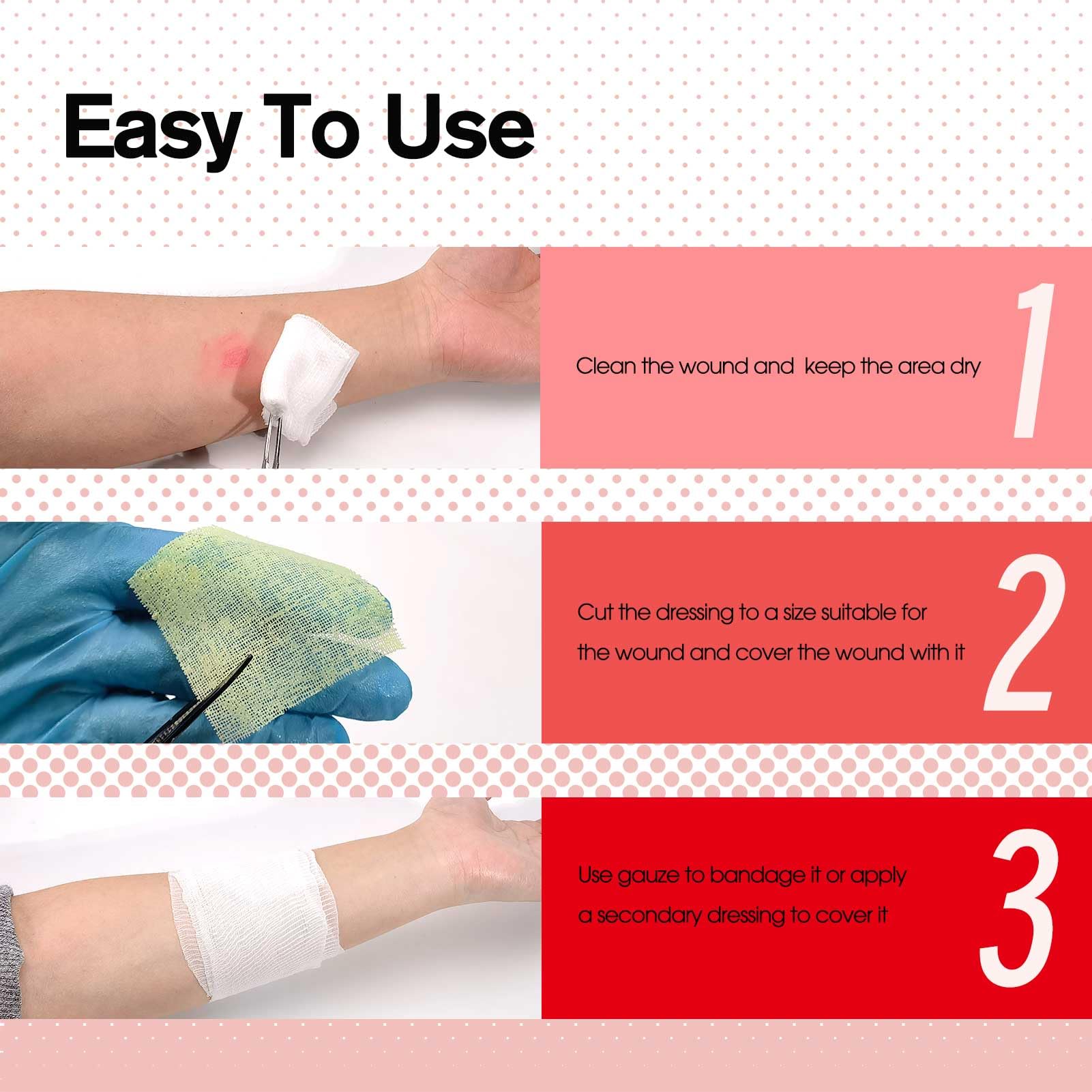 POLYNEW Xeroform individually packaged dressing for quick bedside changes.