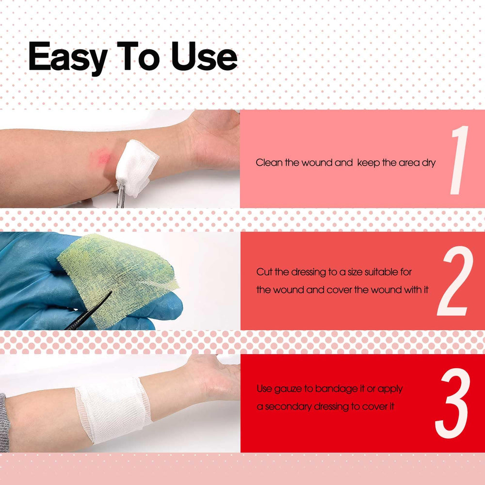 POLYNEW Xeroform individually packaged dressing for quick bedside changes.