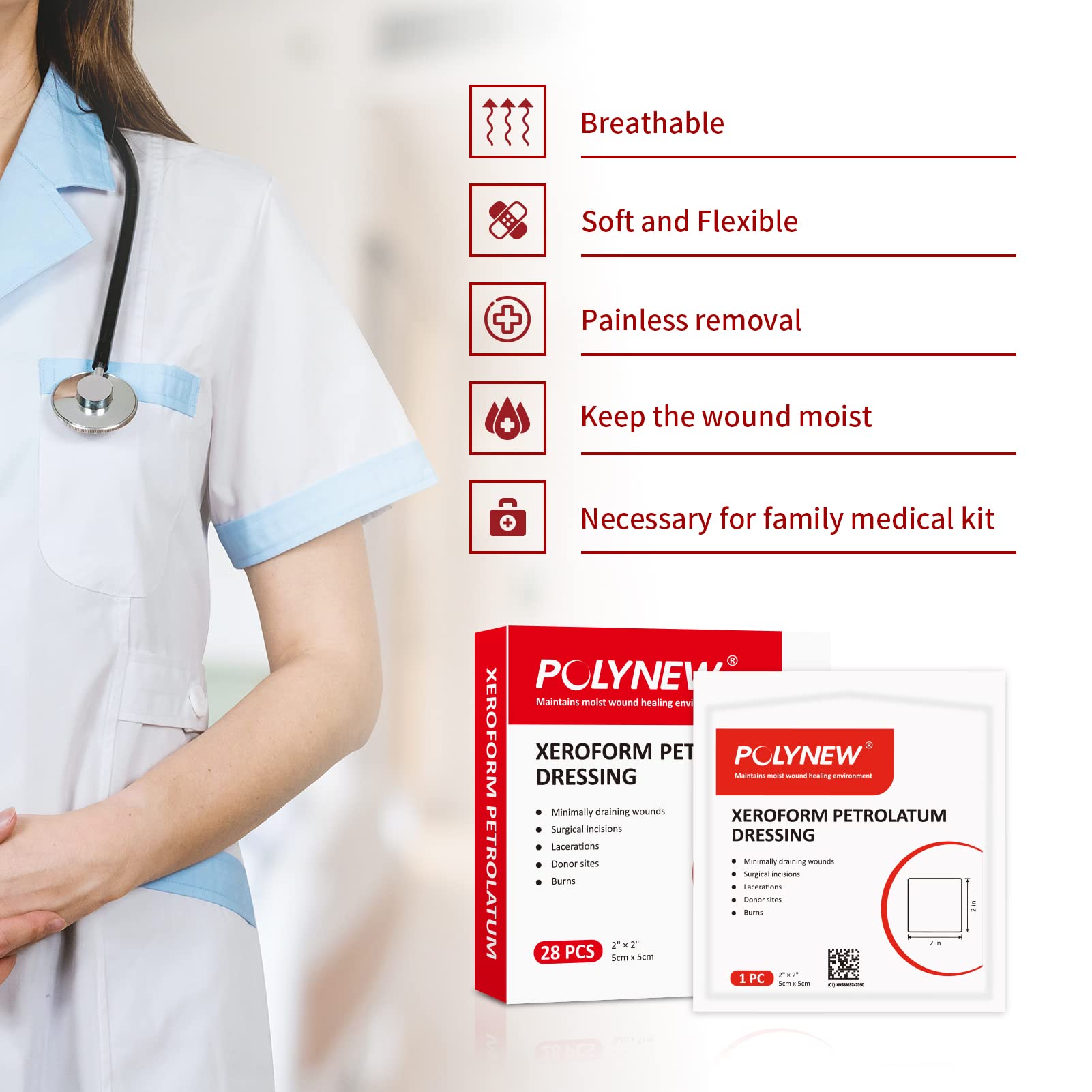 POLYNEW Xeroform used on a skin graft recipient site for protection.