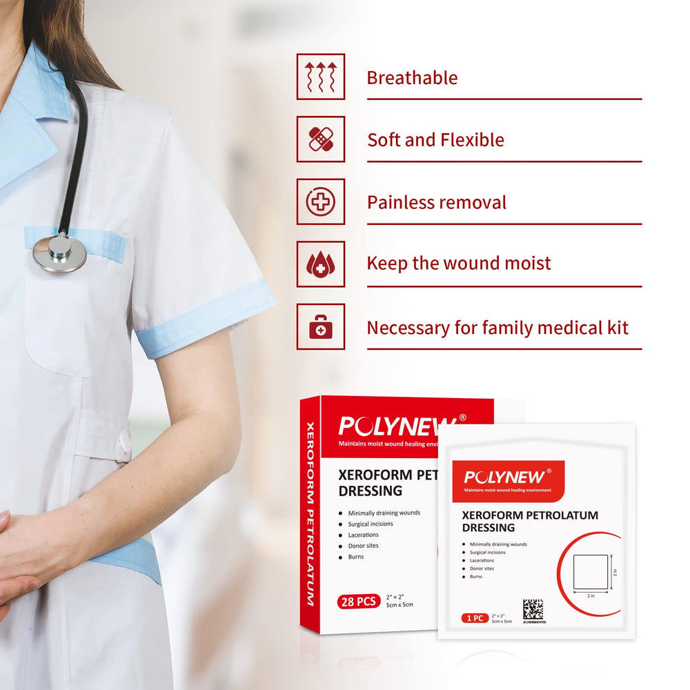 POLYNEW Xeroform used on a skin graft recipient site for protection.