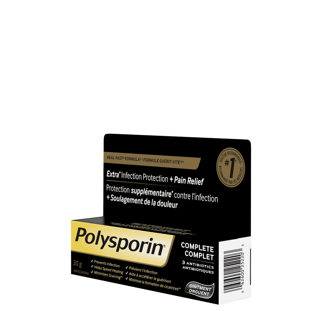 Polysporin 30g tube held in hand for portable care