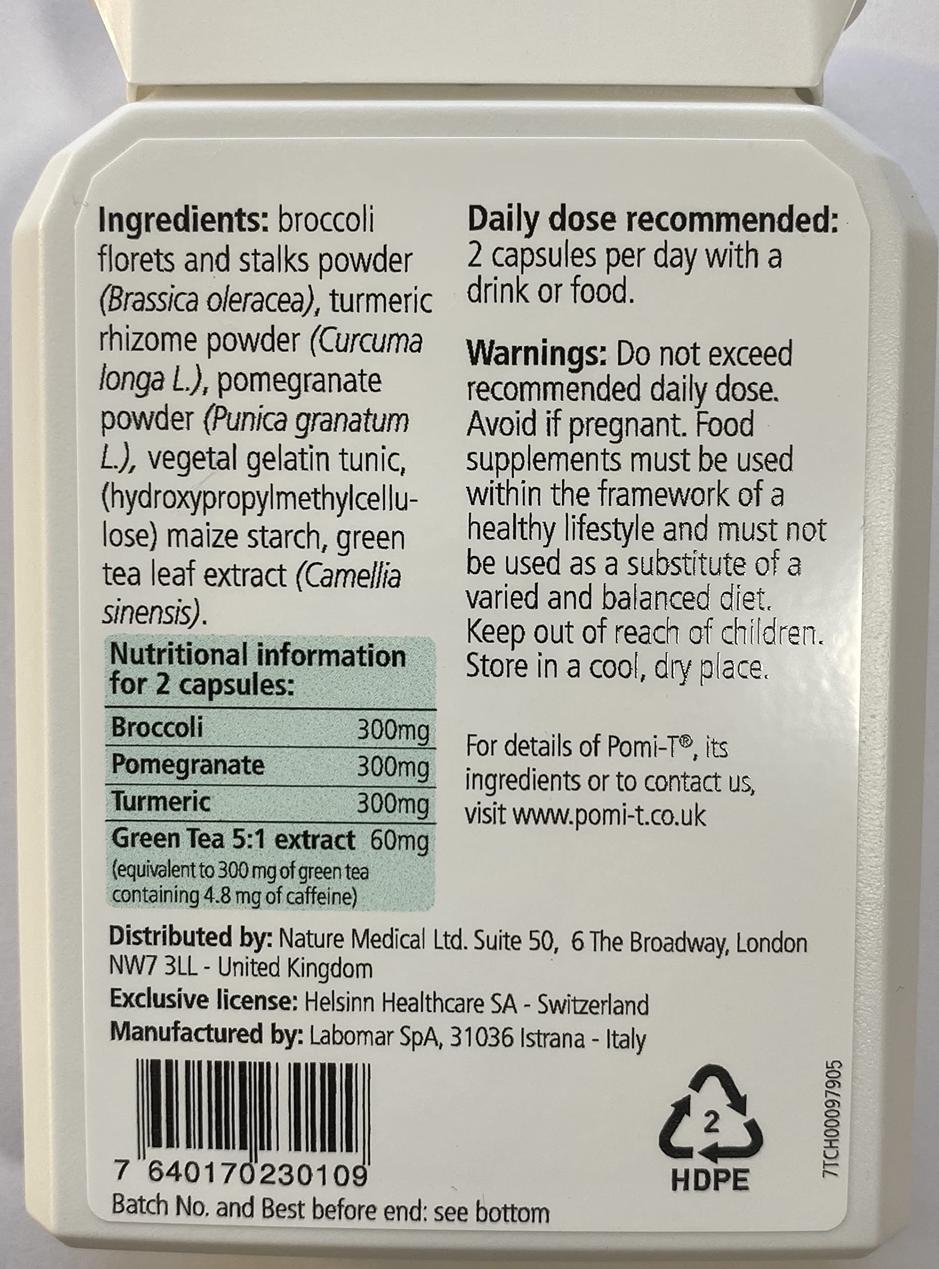 Pomi-T capsules close-up highlighting natural botanicals.