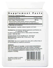 Pomi-T bottle back label detailing ingredients: pomegranate, green tea, turmeric, broccoli.