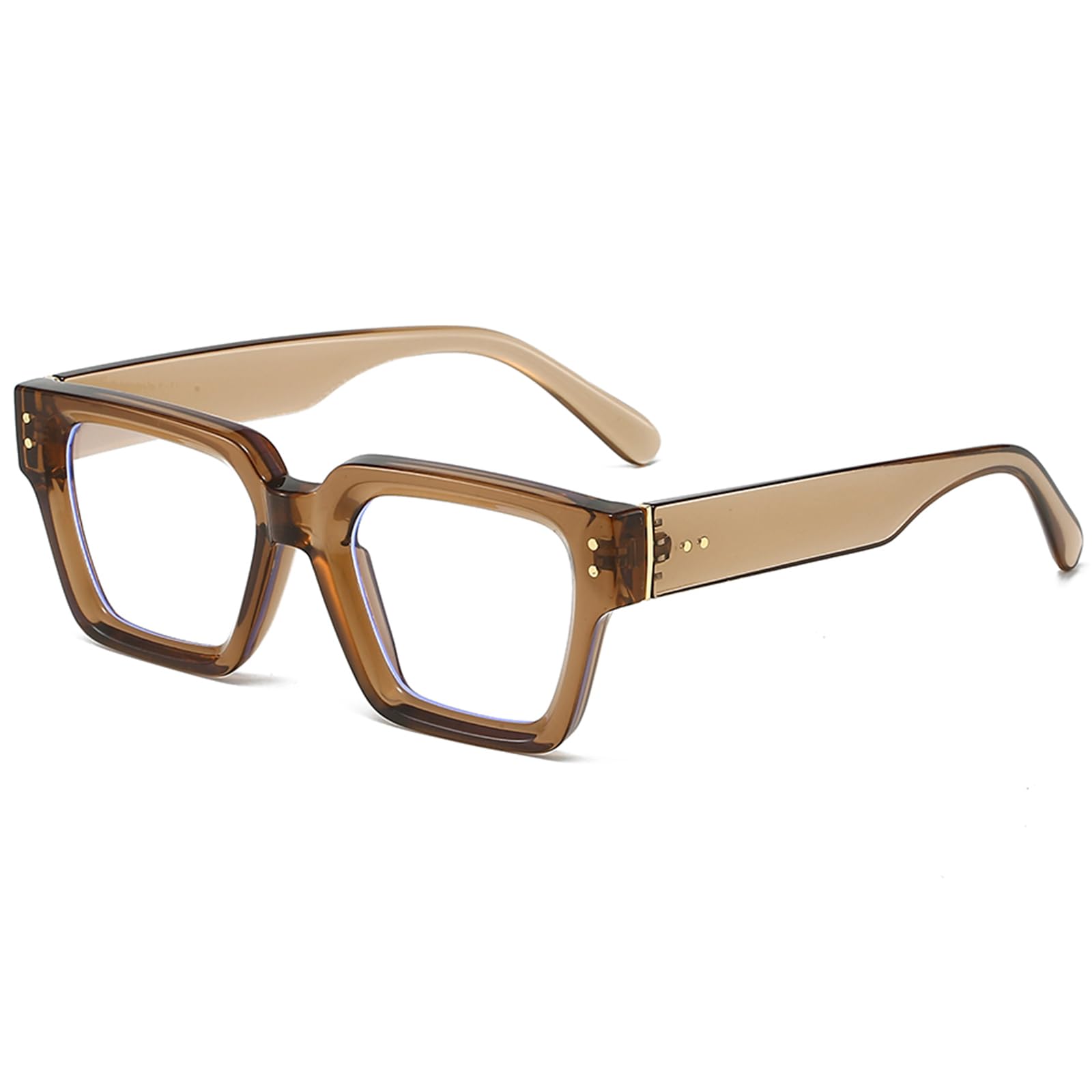 PORADAY gafas cuadradas marrón con filtro de luz azul para pantallas.
