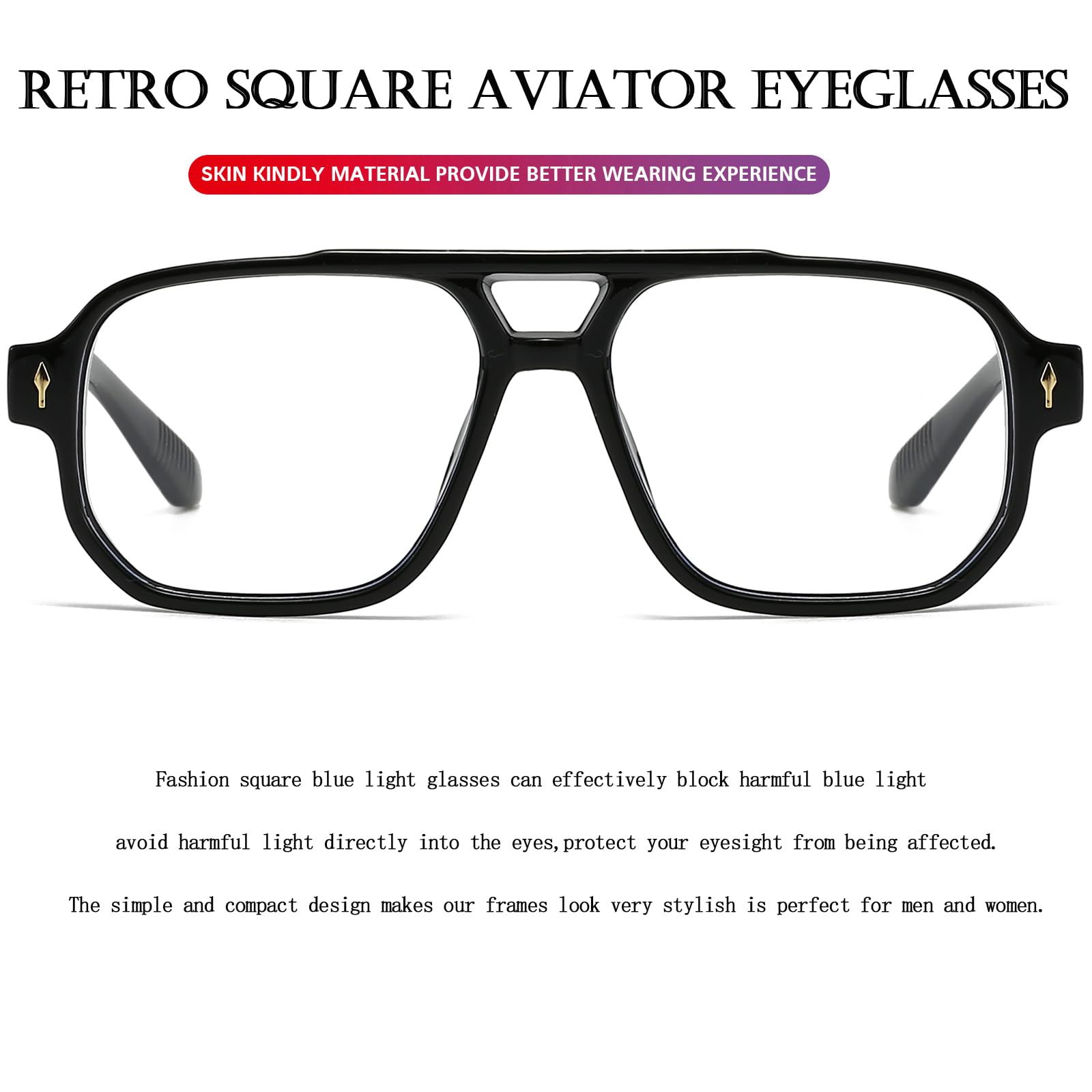 PORADAY metal-nail edge detail adds refined style to daily eyewear