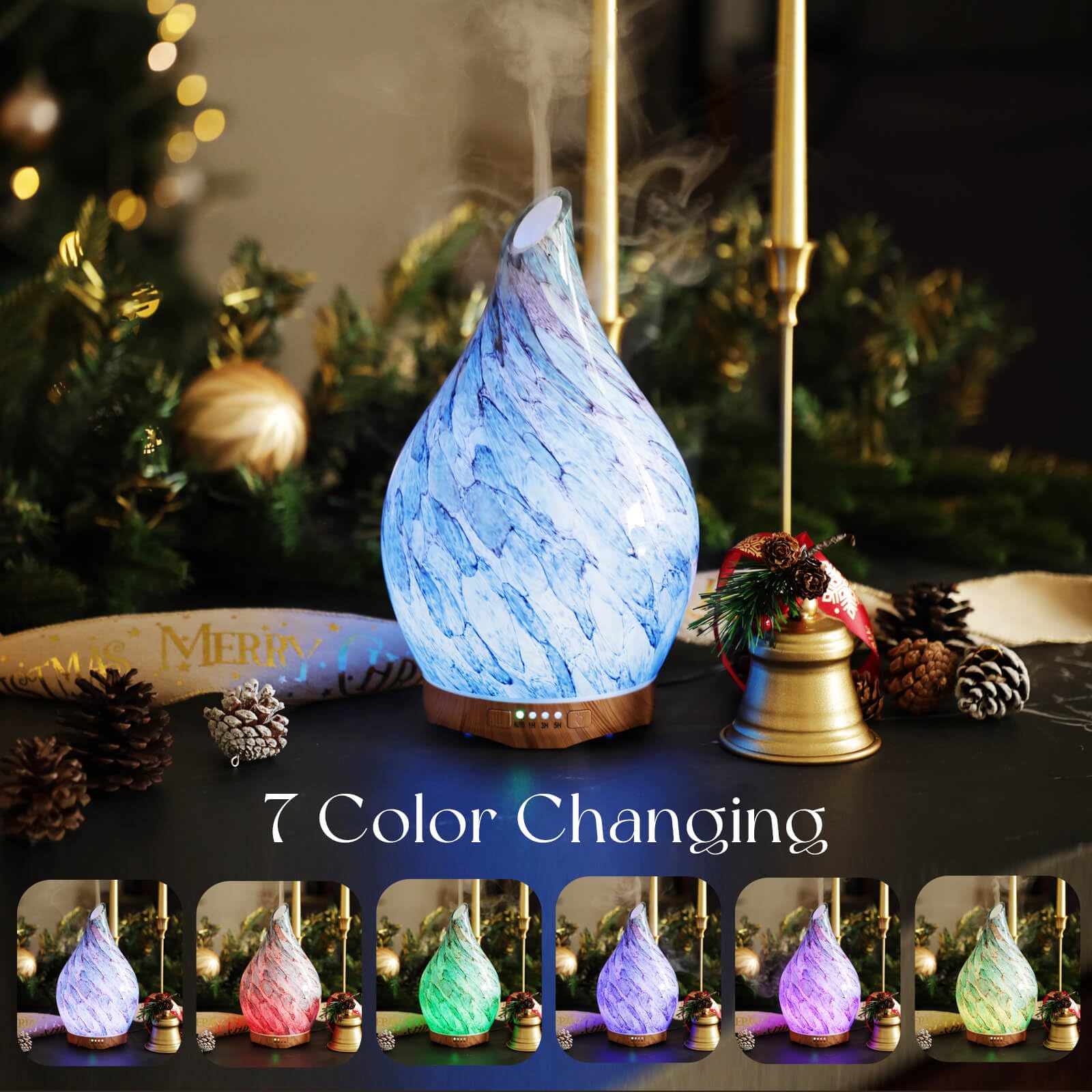 Porseme glass globe showcases hand-blown artistry with gentle aroma diffusion.