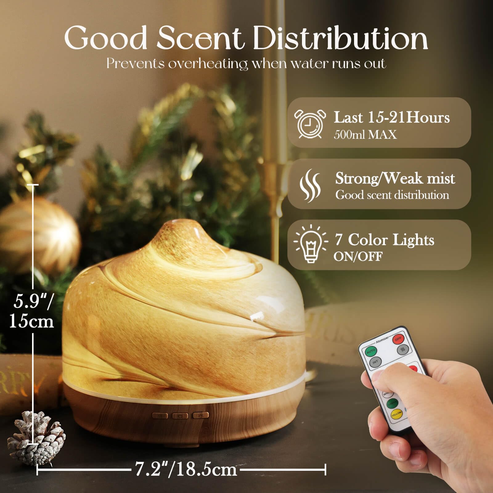 Porseme 500ml diffuser wood grain base adds natural style