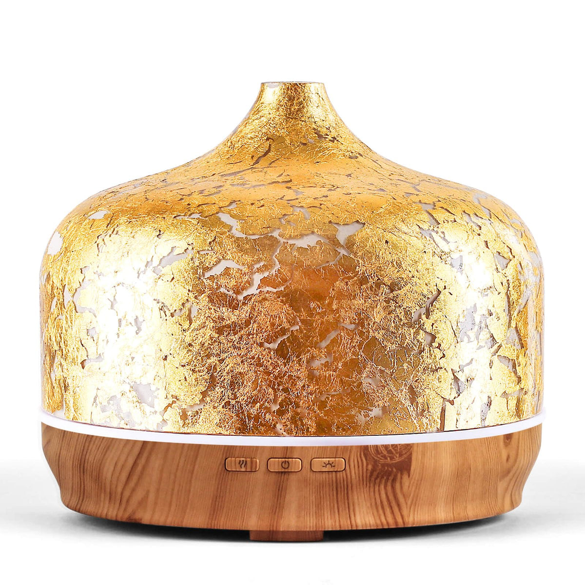 Porseme 500ml glass diffuser with gold-plated cover enhances elegant aromatherapy ambiance.