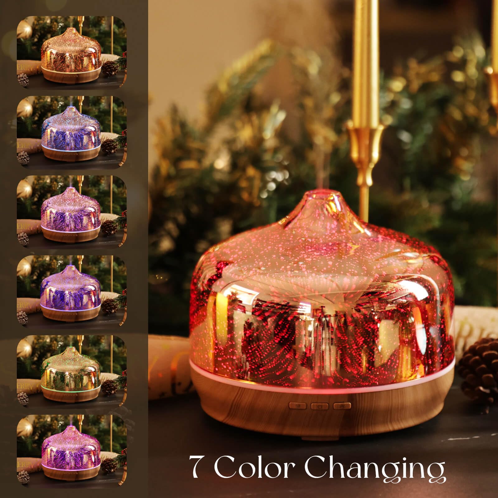 Porseme firework 3D glass cover diffuser with ambient mist