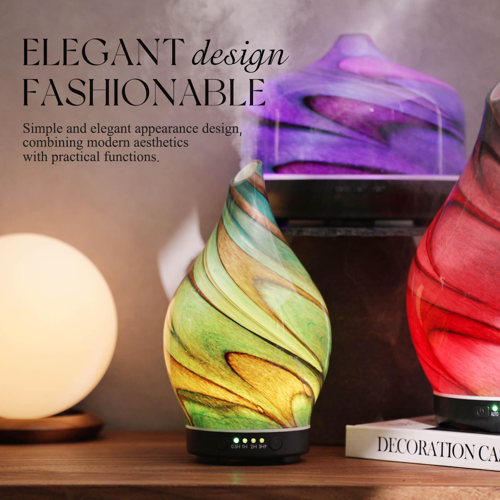 Porseme LED color lights create mood settings for relaxation or focus.