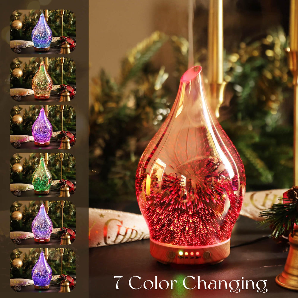 Porseme rose gold diffuser with LED colors creates soothing mood lighting for evenings.