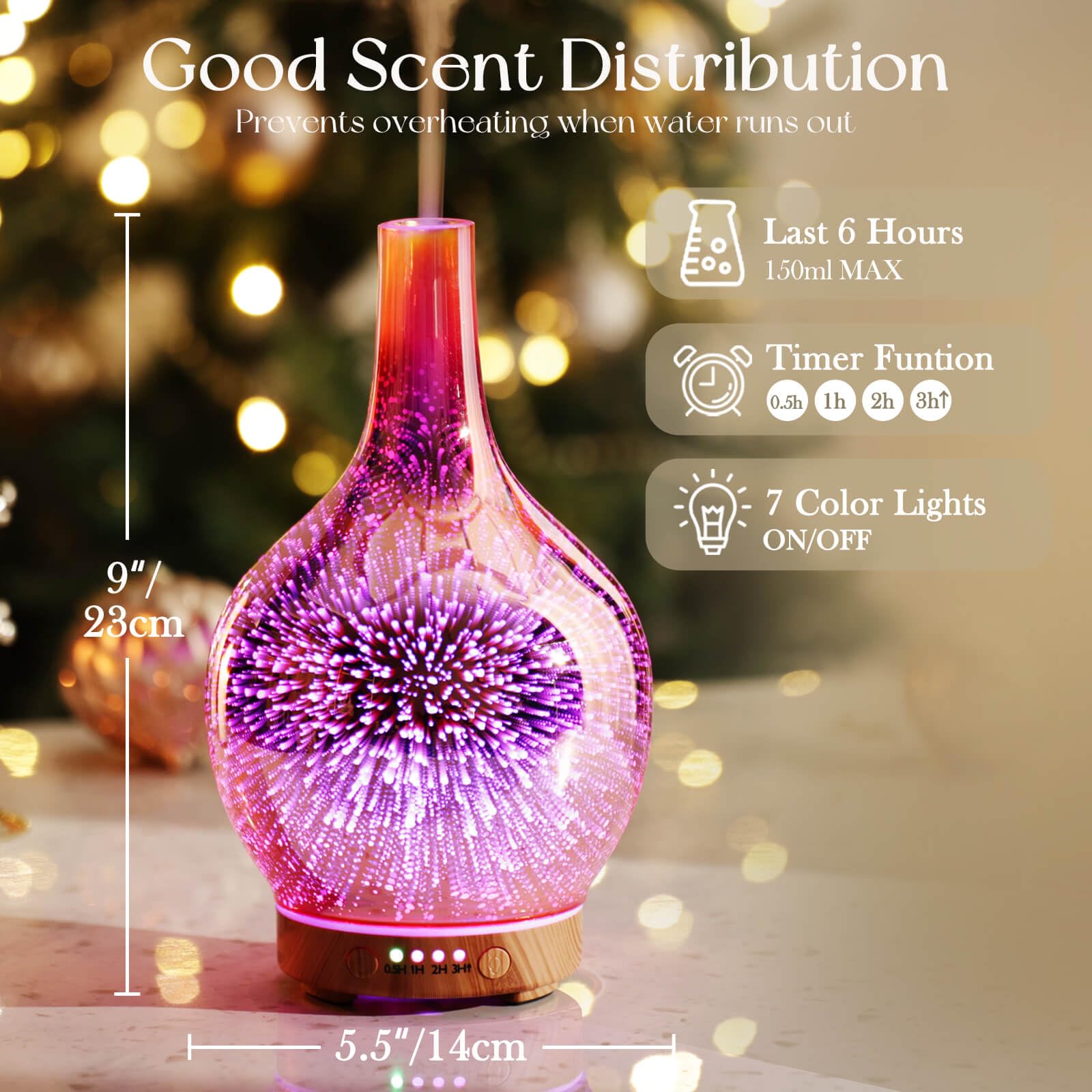 Porseme Rose Gold Diffuser offers seven color options for ambient lighting