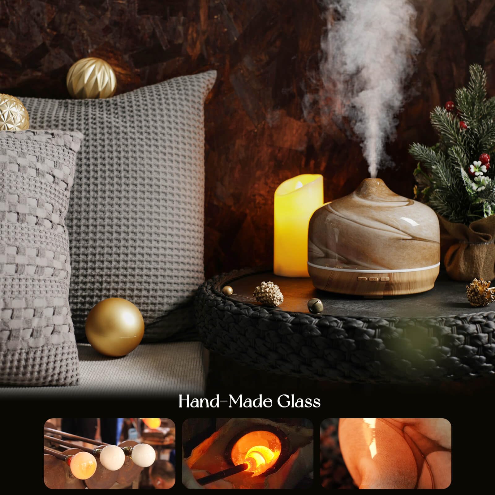 Porseme ultrasonic mist releases a cool aroma-filled diffusion throughout the room.