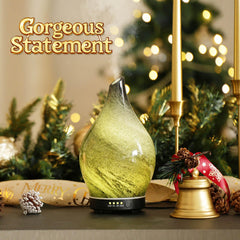 Porseme ultrasonic diffuser disperses a cool mist for aromatherapy sessions.