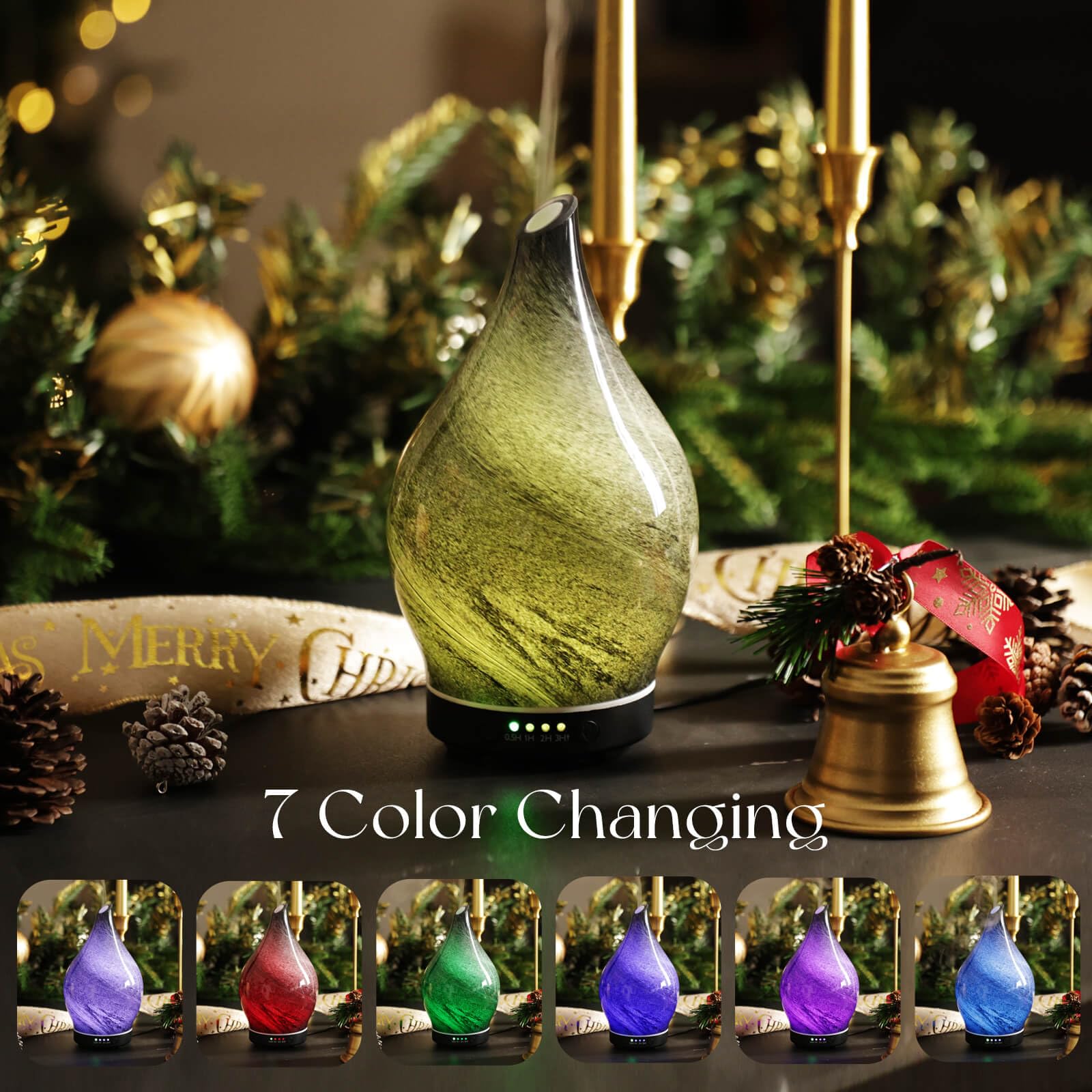 Porseme diffuser with wood grain base complements living spaces.
