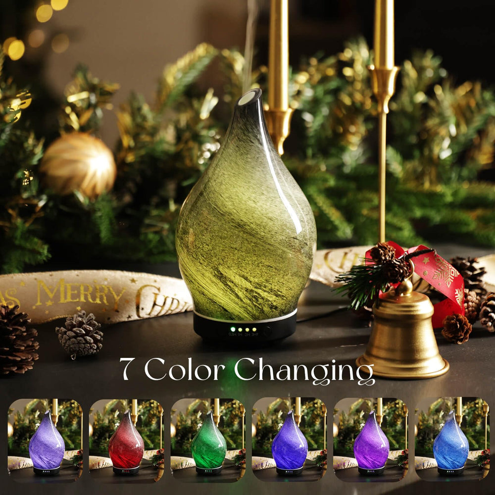 Porseme diffuser with wood grain base complements living spaces.