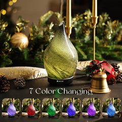 Porseme diffuser with wood grain base complements living spaces.
