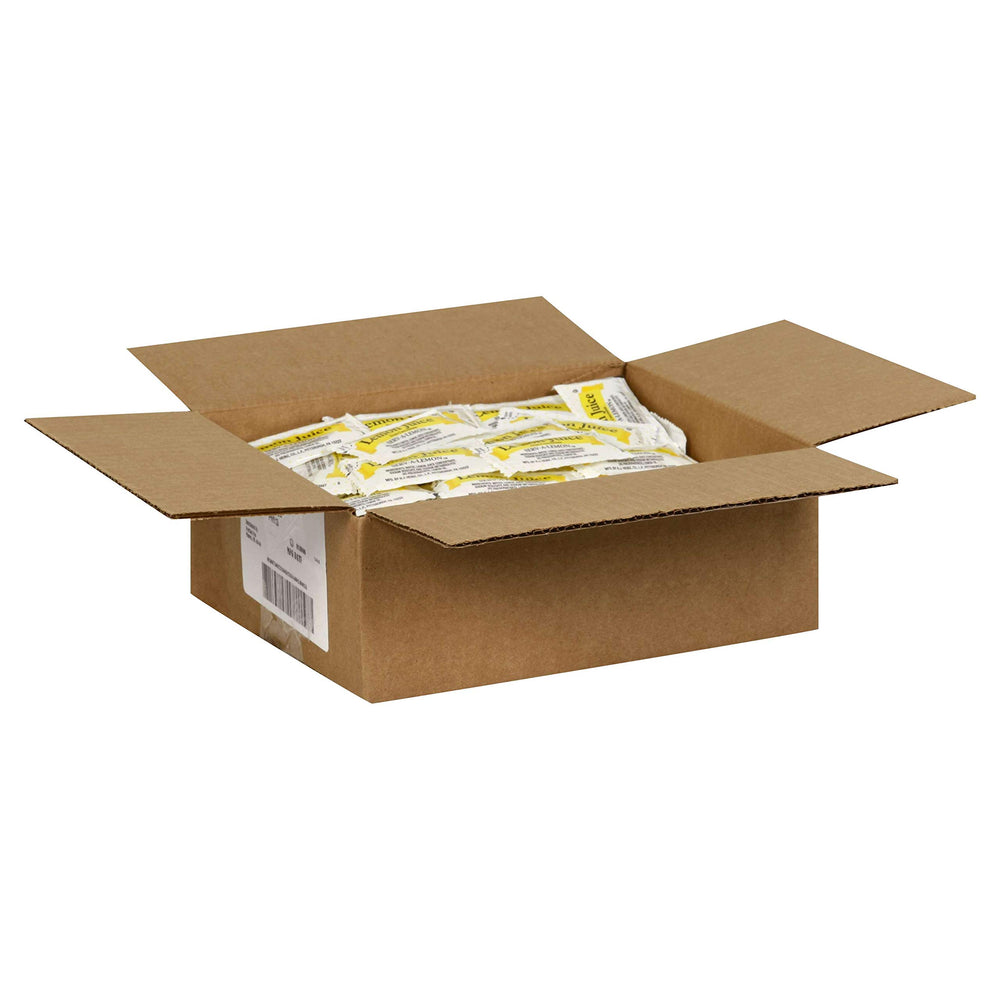 Dispensing scene with Portion Pac packets demonstrating clean lemon additions