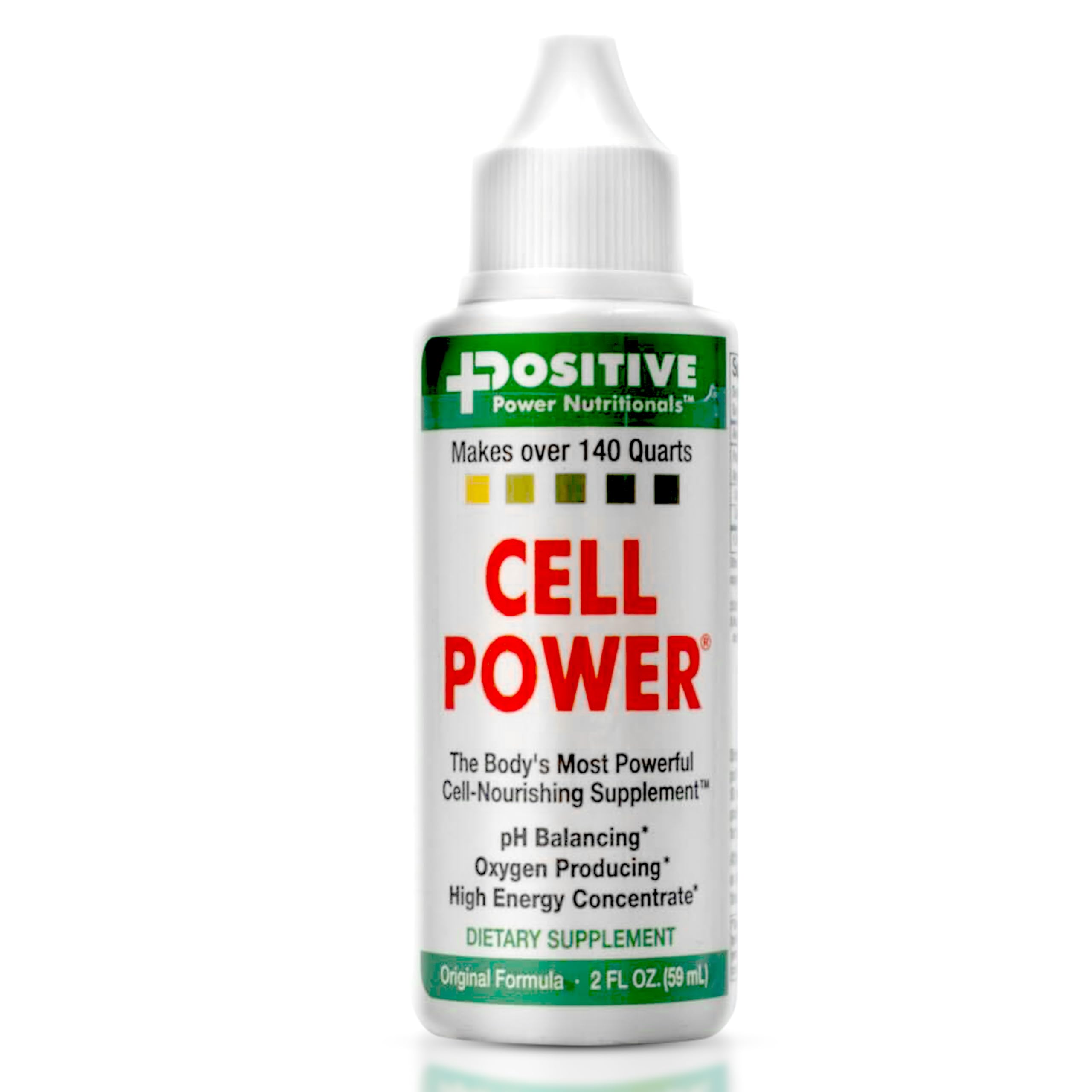 Positive Power Cell Power Drops bottle on a wood surface, suggesting daily wellness support.