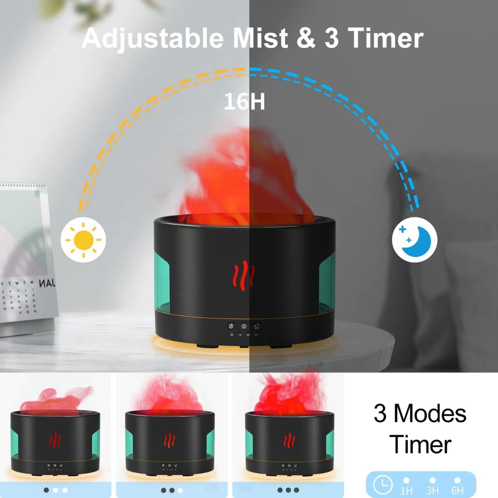 POSVIU diffuser with 7-color LED flame lighting for mood