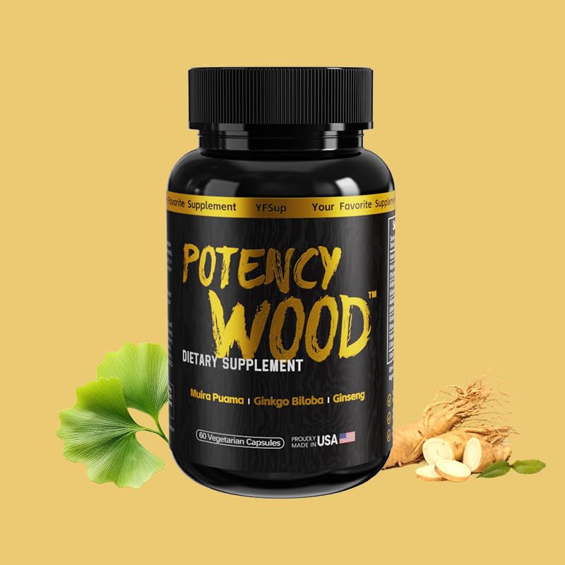 Potency Wood packaging display illustrates easy daily supplementation.