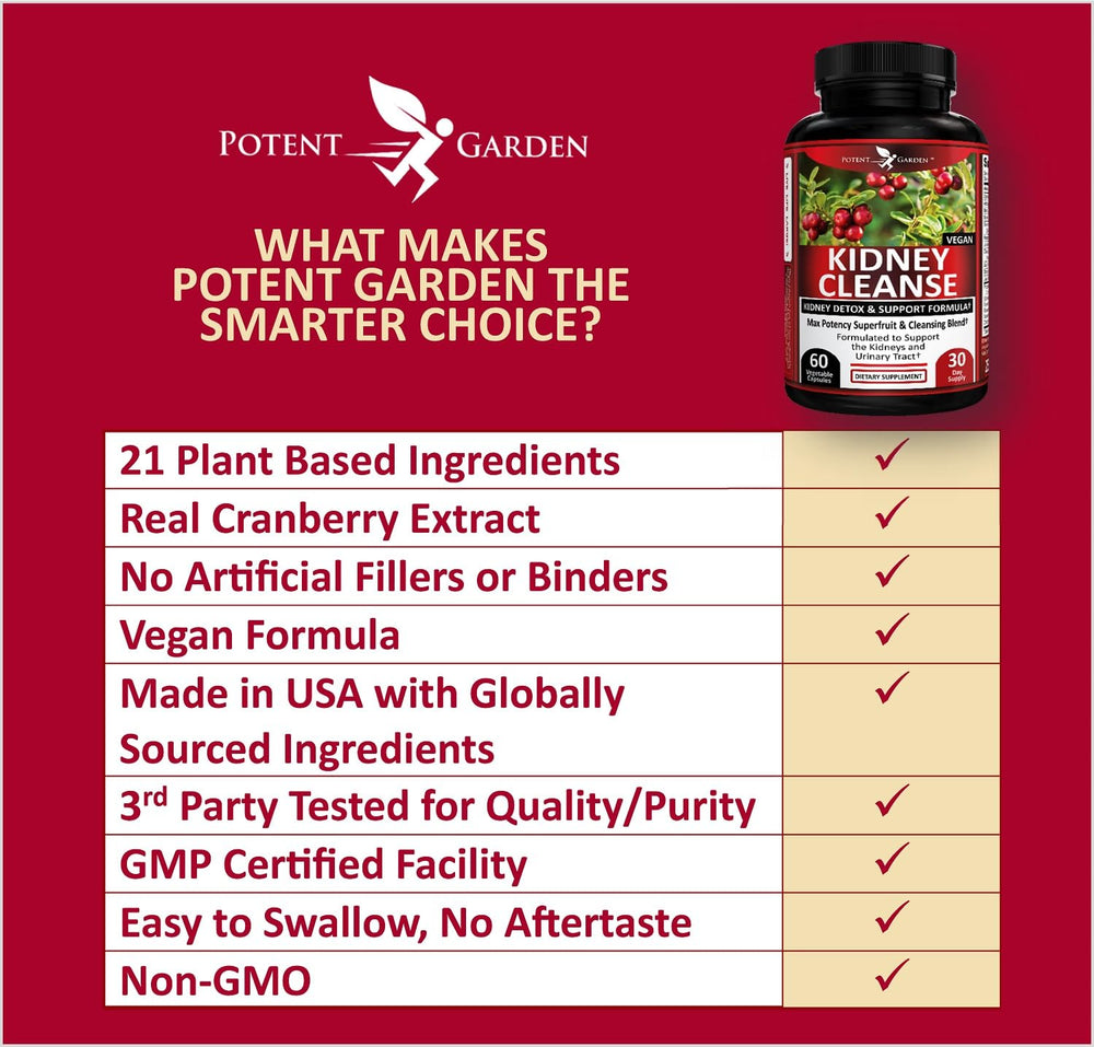 Potent Garden Kidney Cleanse bottle for daily use in a wellness routine.