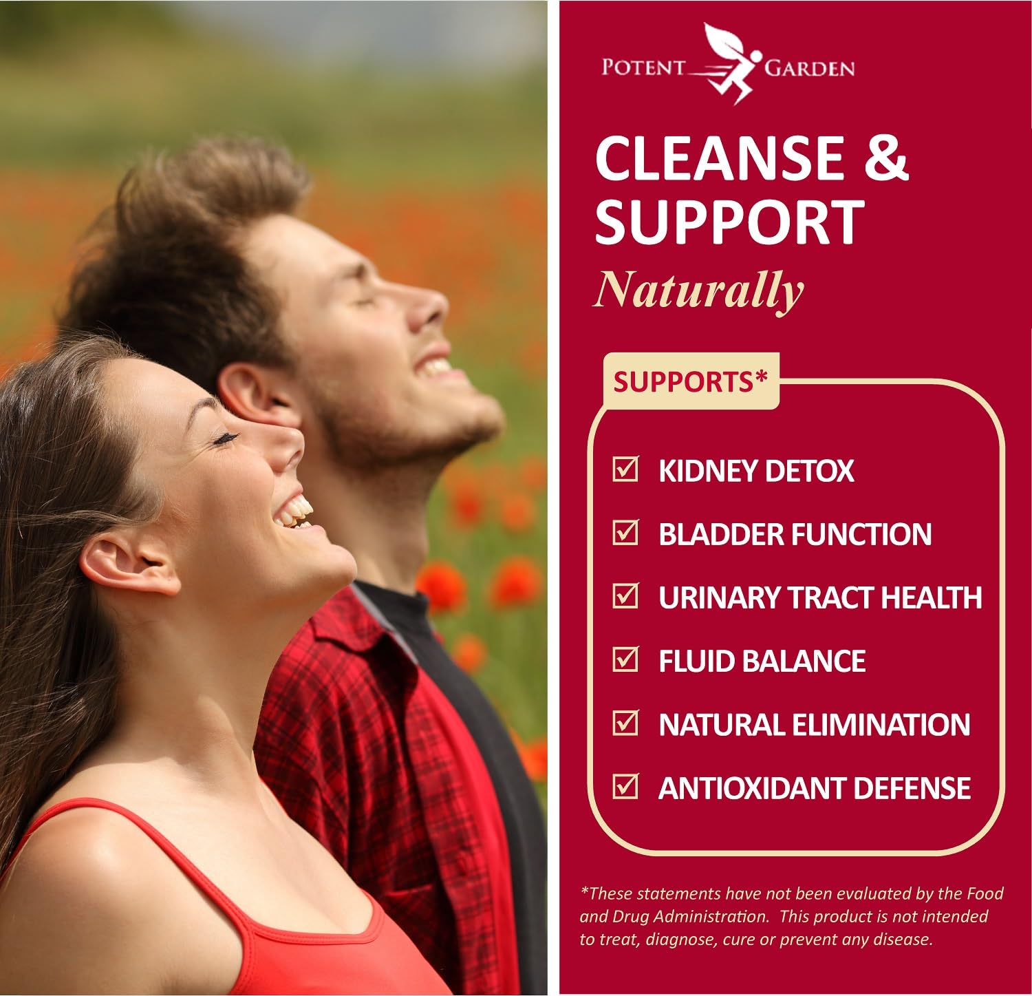Potent Garden Kidney Cleanse label view showing natural ingredients and quality cues.
