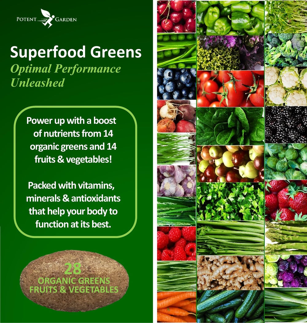 Potent Garden greens tablets being dispensed for easy on-the-go nutrition