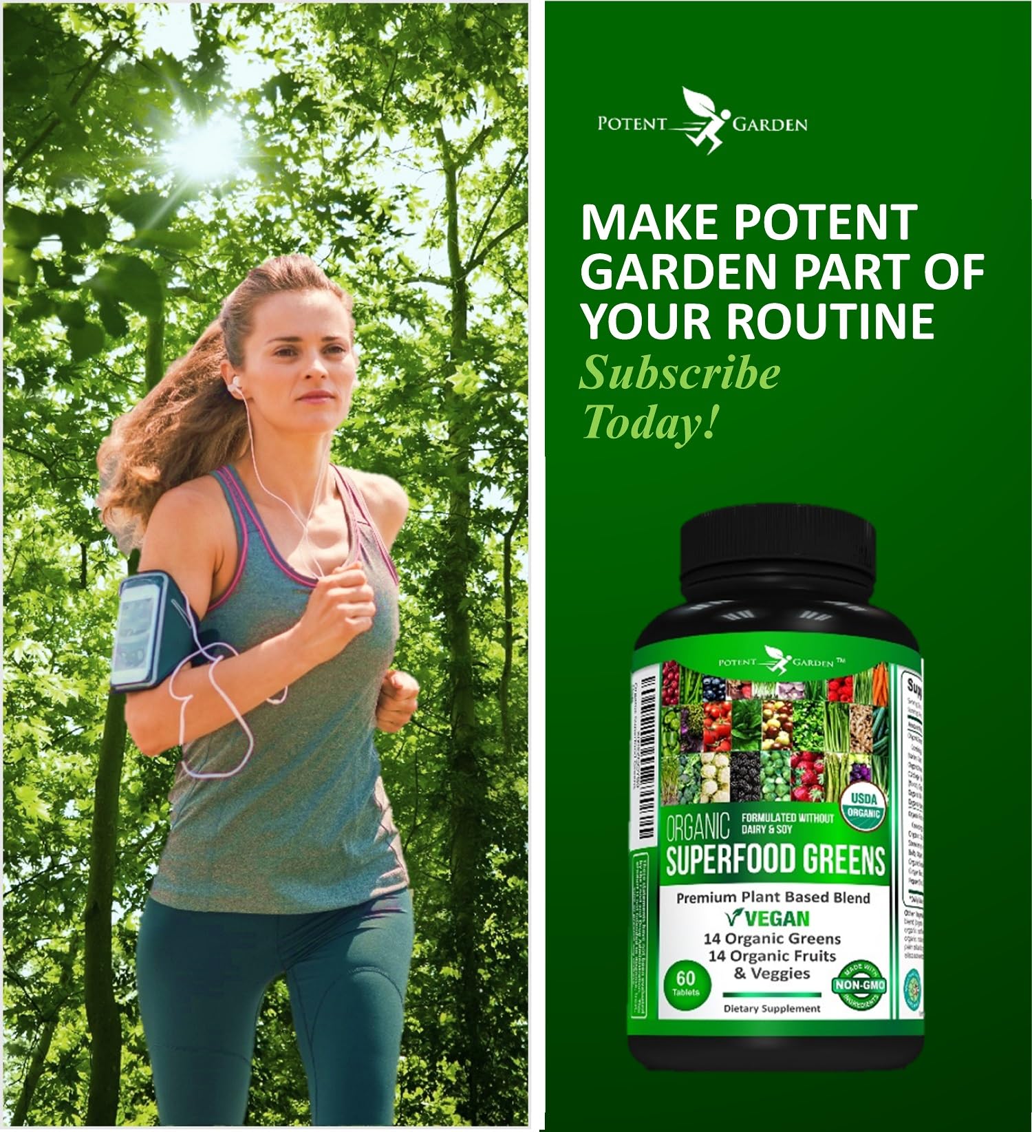 Potent Garden tablets in glass with water for convenient daily intake