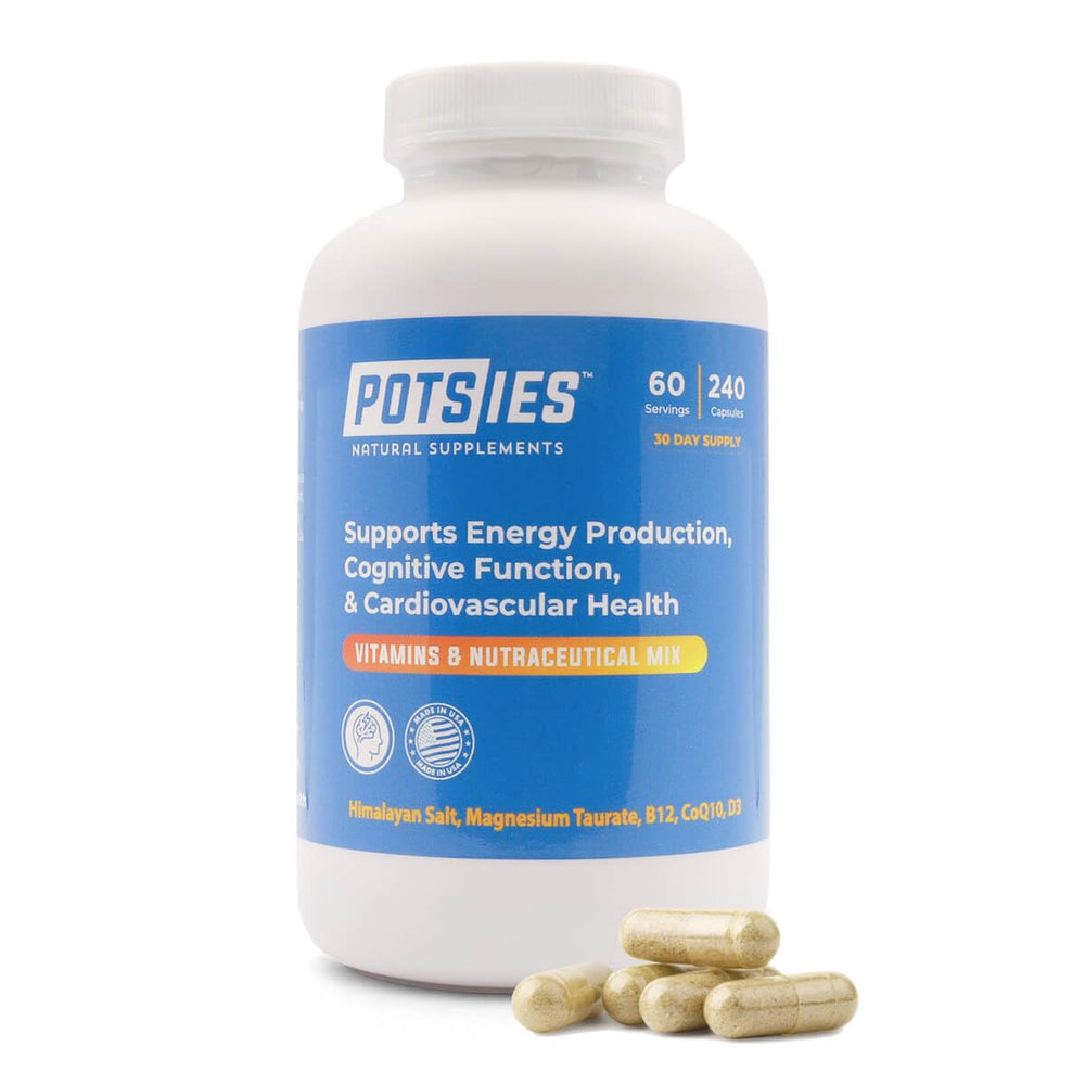 Potsies POTS capsules close-up, compact daily energy and focus support
