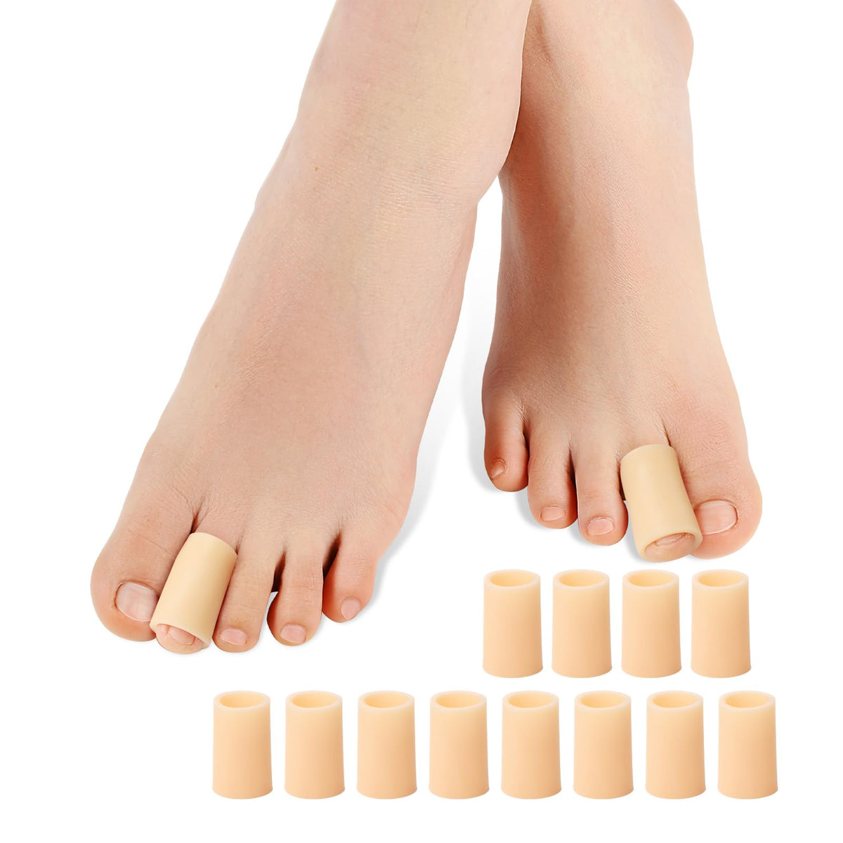 Povihome toe sleeve mid-toe provides protective cushioning to reduce friction and callus risk.