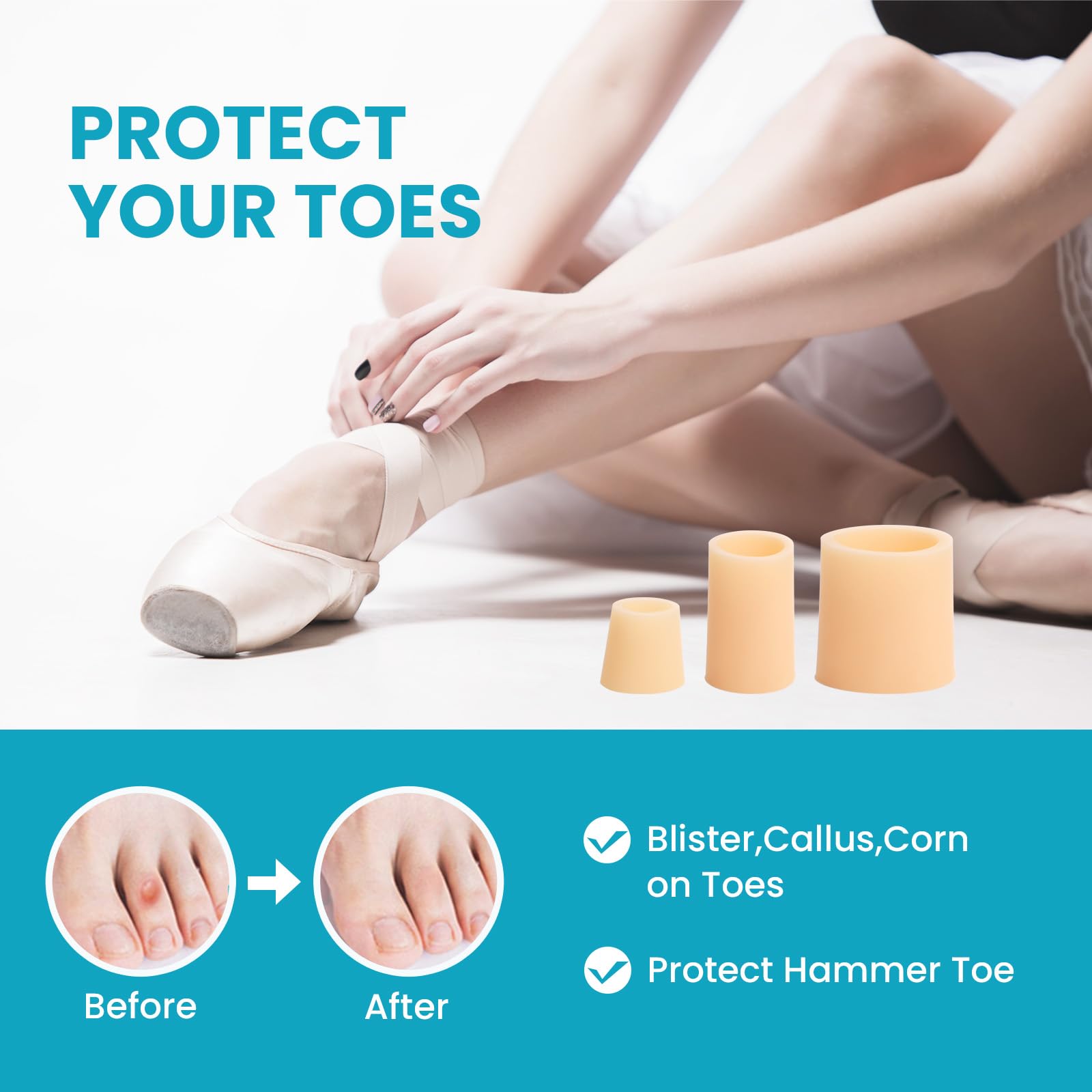 Povihome blister-prevention beige sleeve fits various shoes for all-day comfort.