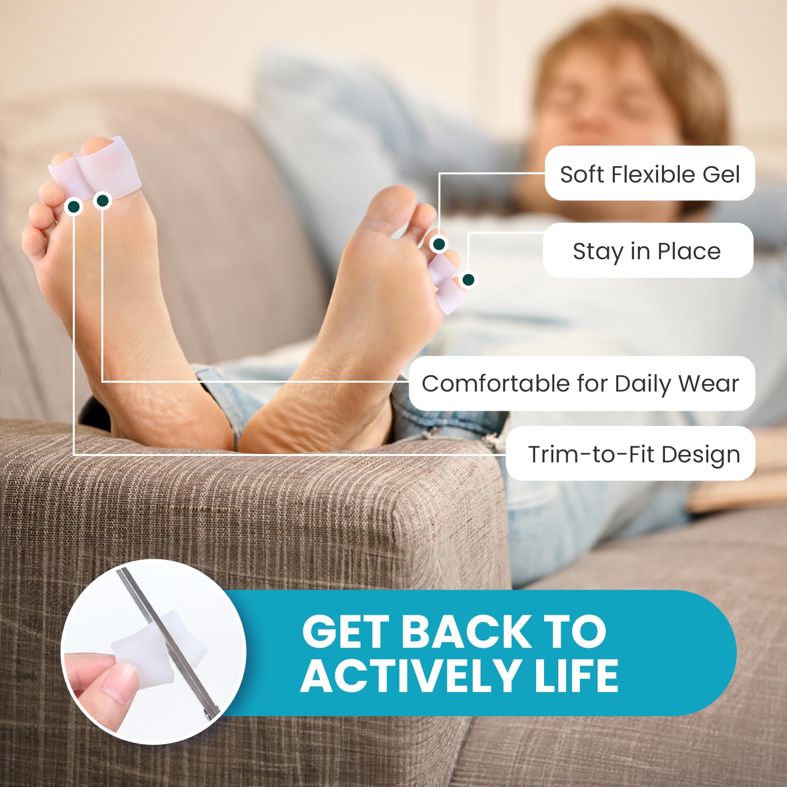 Povihome toe sleeves are available in small, medium, and large for versatile use.
