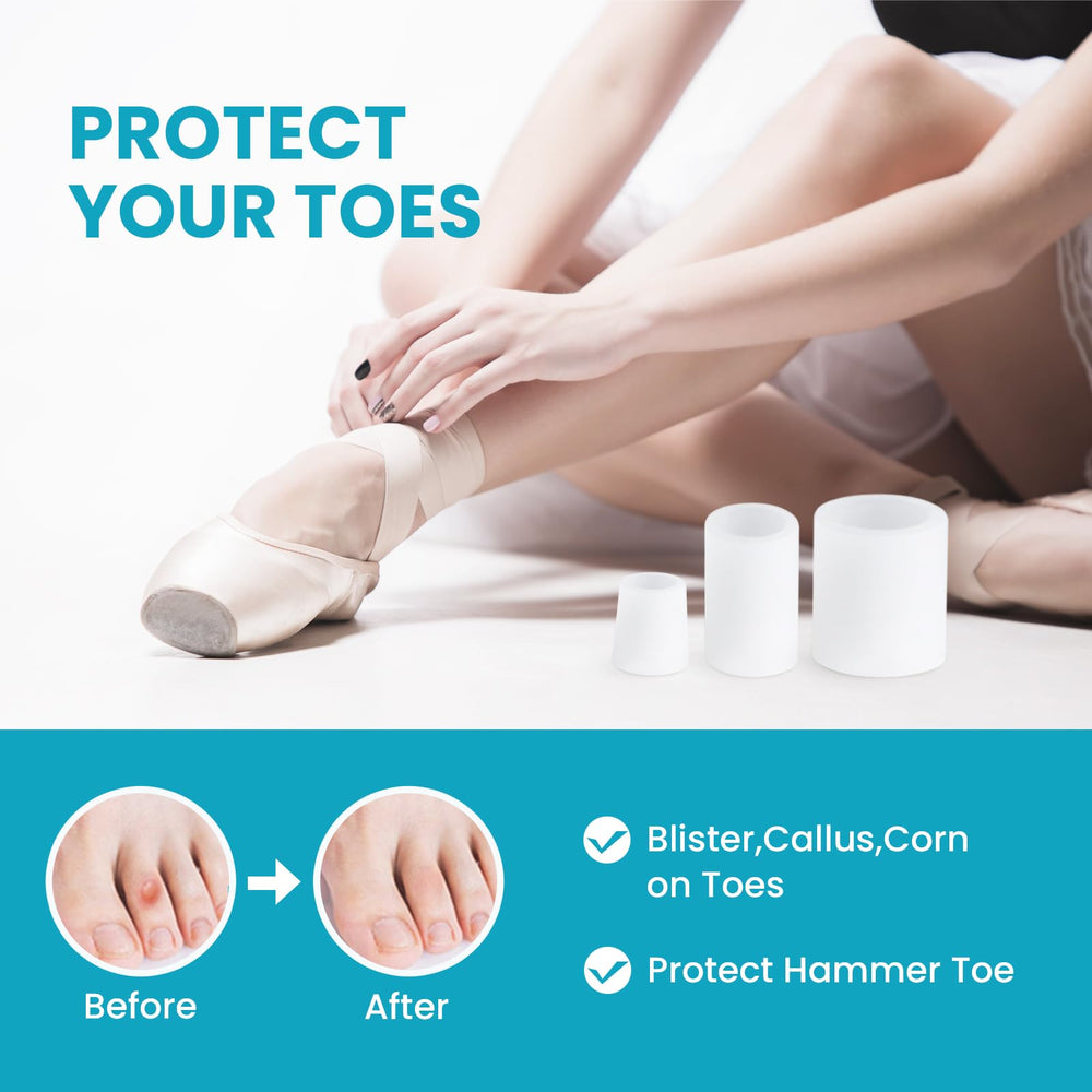 Povihome toe sleeves can be trimmed to fit each toe for custom protection.