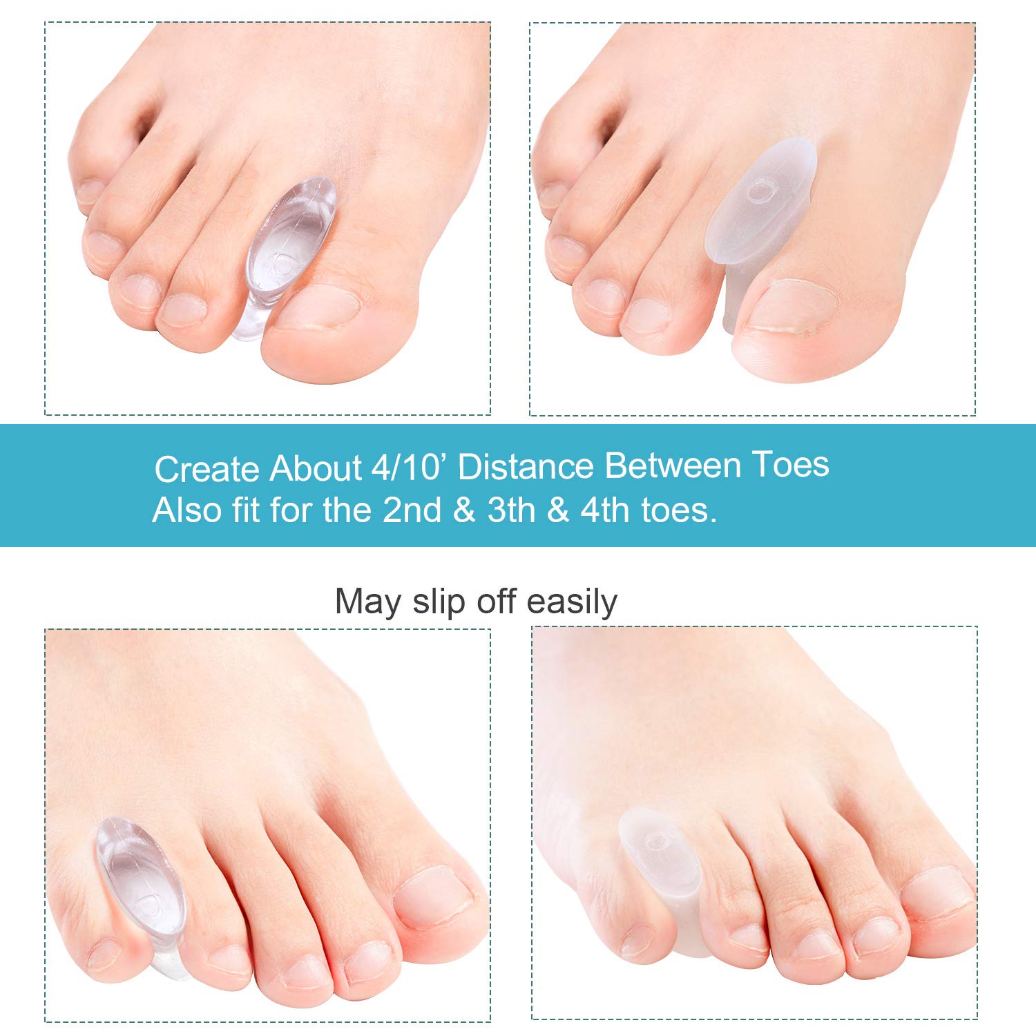 Povihome wrap-around toe spacer ensures secure fit and stability