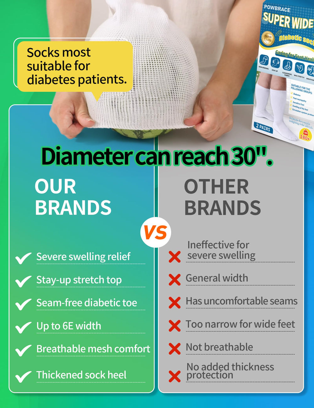 Powbrace hospital cast sock cushions feet and protects fragile skin.