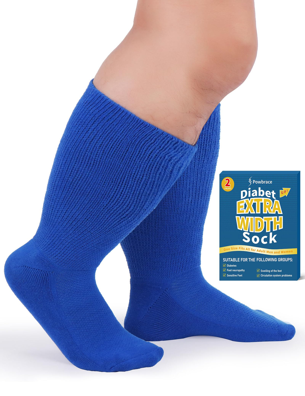 Powbrace wide diabetic sock for swollen feet offers extra room and comfort.