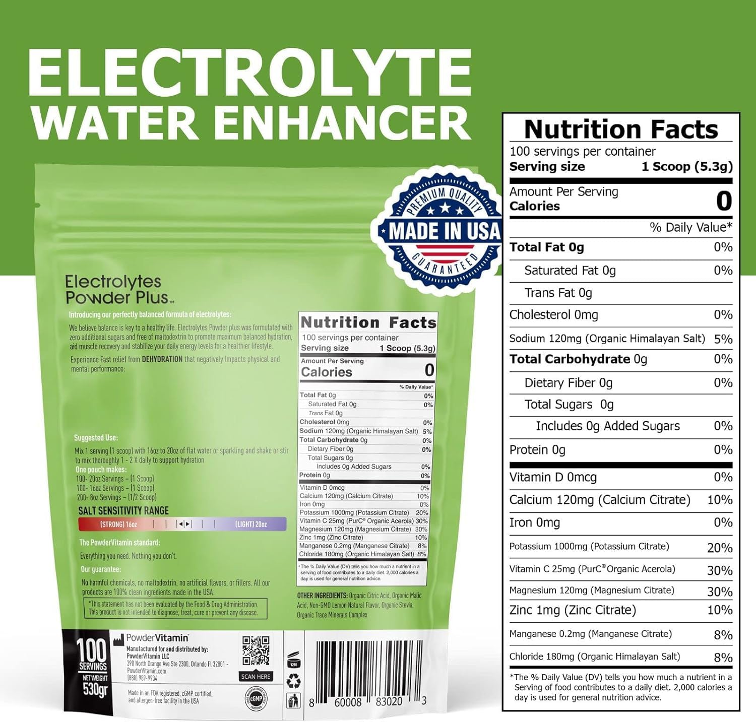 PowderVitamin electrolytes lemonade jar stores powder securely