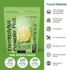 PowderVitamin electrolytes lemonade packet dispenses quickly for easy mix on the go
