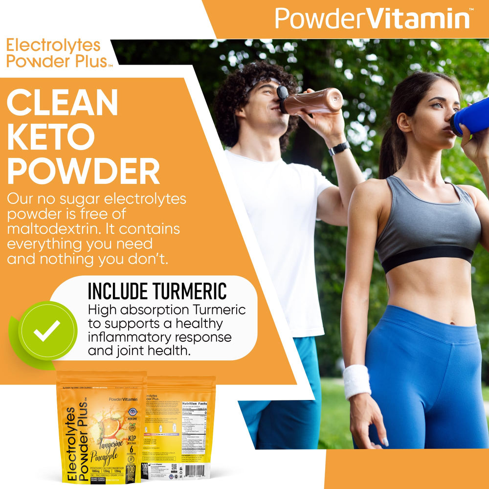 PowderVitamin Electrolytes Powder Plus dissolving quickly in water.