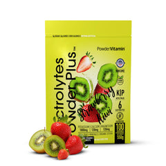 PowderVitamin Electrolytes Plus bottle pouring hydration for workouts
