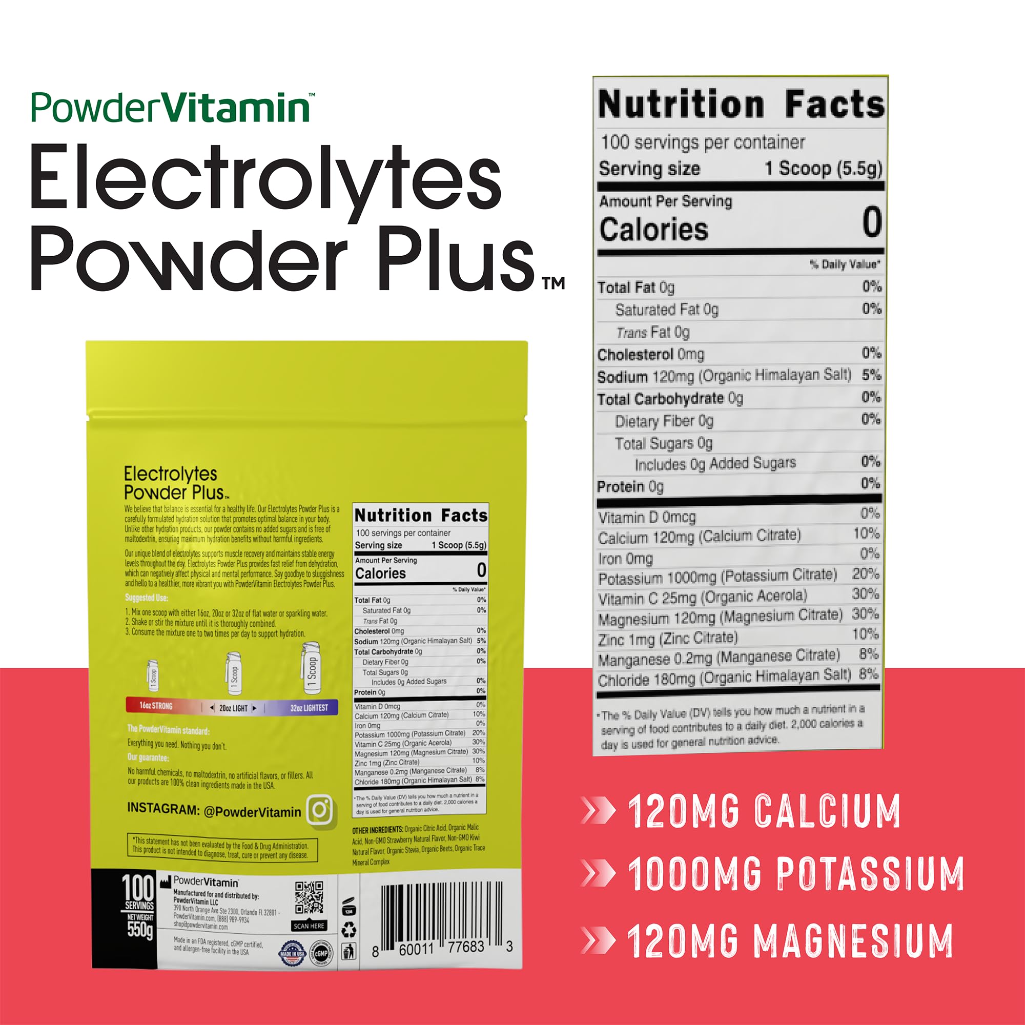 PowderVitamin Electrolytes Plus scoop measuring serving