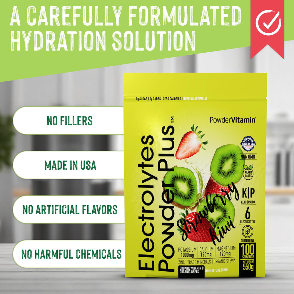 PowderVitamin Electrolytes Plus stirring into water for quick hydration