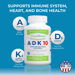 Power By Naturals ADK 10 bottle back label with premium ingredients