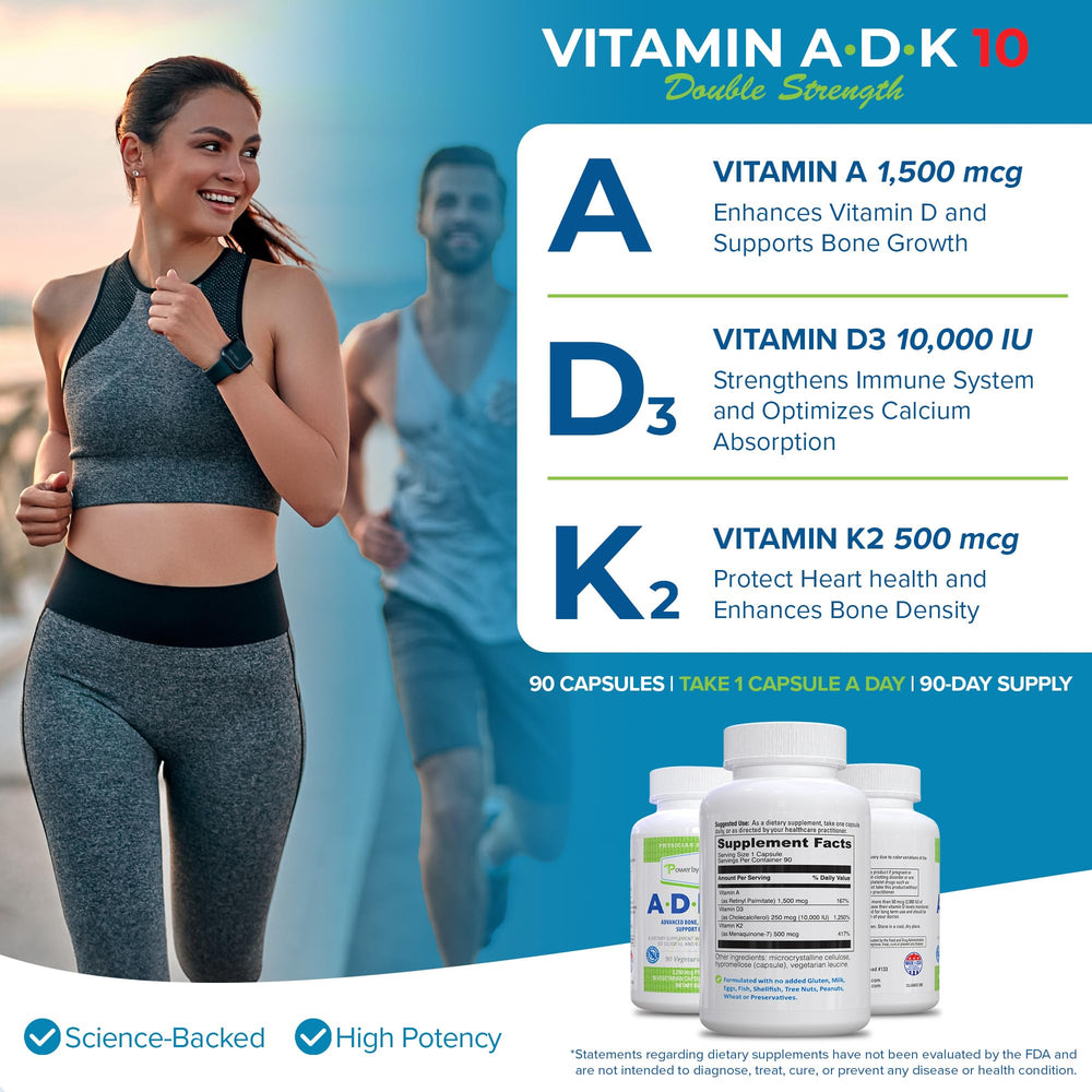 Power By Naturals ADK 10 capsules closeup shows plant-based capsules for easy digestion