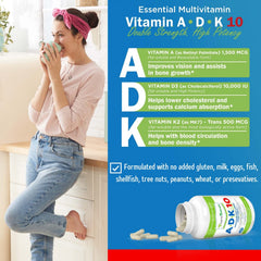 Power By Naturals ADK 10 capsules close-up showing easy-to-swallow vegetarian capsules.