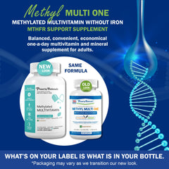 Power By Naturals Methyl Multi One bottle back highlights the nutrient panel for informed use.